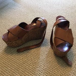 Lanvin brown leather platform sandals